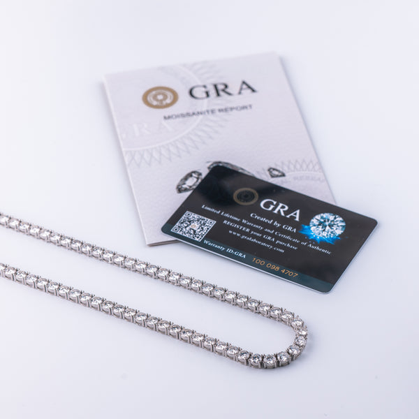 5MM MOISSANITE TENNIS CHAIN - 925 SILVER