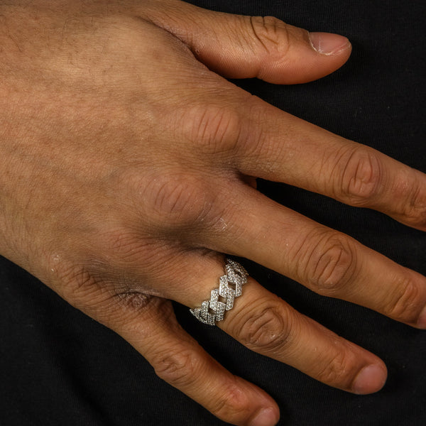 ICED PRONG CUBAN RING - 925