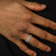 ICED PRONG CUBAN RING - 925