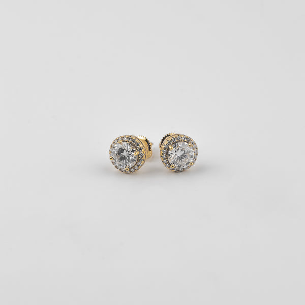 YCIENO HALO MOISSANITE STUDS - GOLD - 11MM