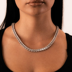 10MM BAGUETTE TENNIS CHAIN - 925 SILVER