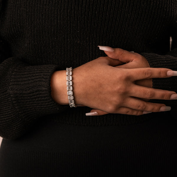 10MM BAGUETTE TENNIS BRACELET - 925 SILVER