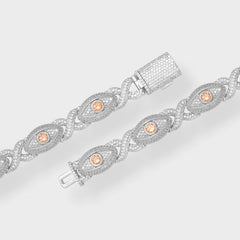 15MM ICED EYE BRACELET - ORANGE