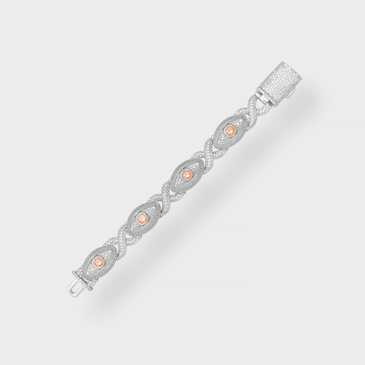 15MM ICED EYE BRACELET - ORANGE