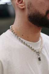 8MM  BALL LOCK FRESHWATER PEARL- CHAIN