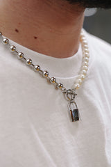 8MM  BALL LOCK FRESHWATER PEARL- CHAIN