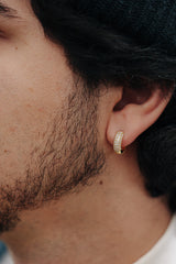 925 ICED HOOP EARRINGS - GOLD
