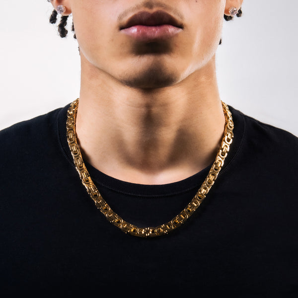 8MM FLAT BYZANTINE CHAIN - GOLD