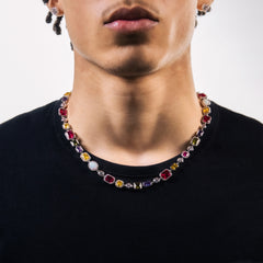 MULTI COLOR GEMSTONE NECKLACE - 8MM