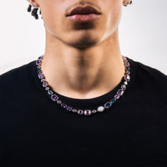 PURPLE MULTI GEMSTONE NECKLACE - 8MM