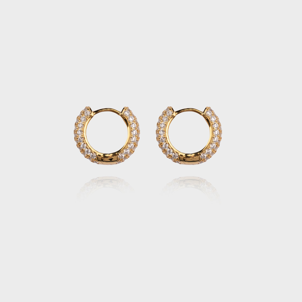 925 ICED HOOP EARRINGS - GOLD