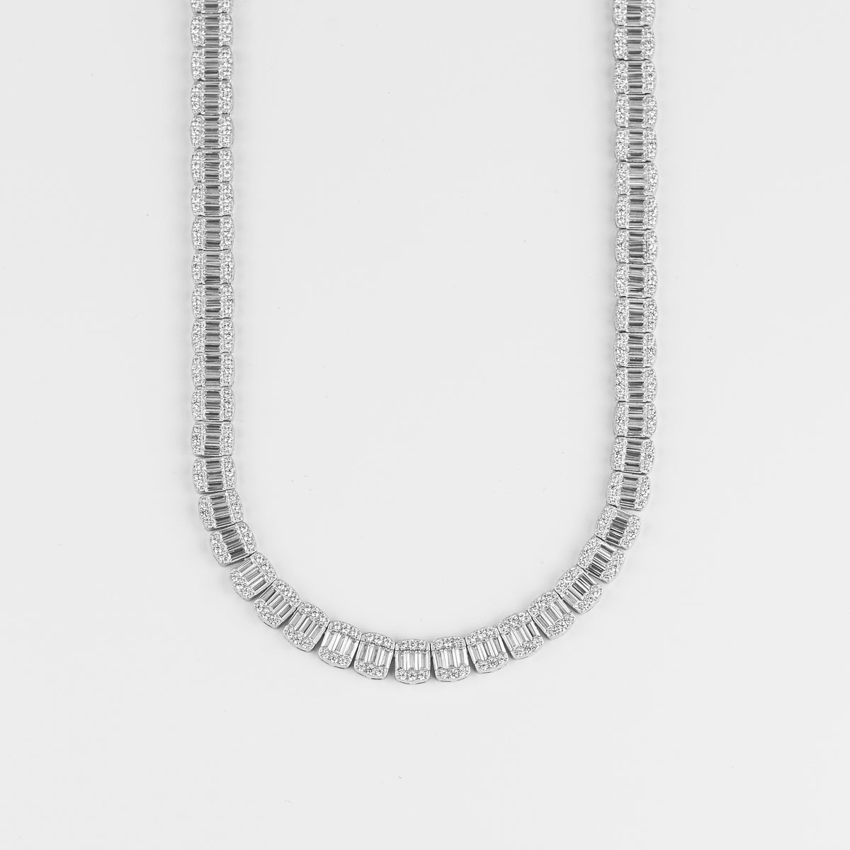 10MM BAGUETTE TENNIS CHAIN - 925 SILVER