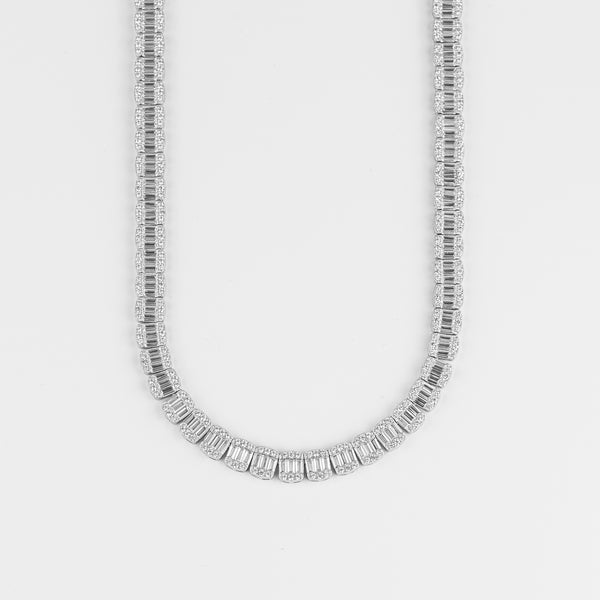 10MM BAGUETTE TENNIS CHAIN - 925 SILVER