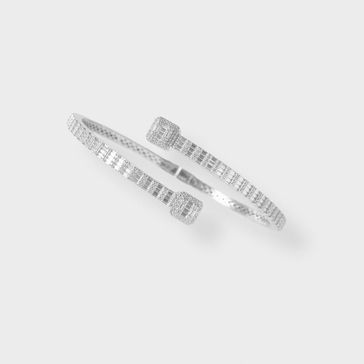 925 MOISSANITE ICED SQUARE BANGLE - 5MM