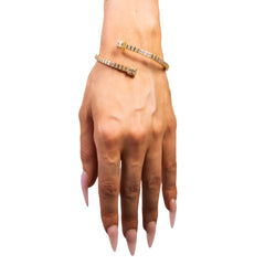 925 MOISSANITE GOLD PLATED SQUARE ICED BANGLE - 5MM