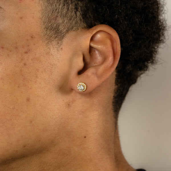 YCIENO HALO MOISSANITE STUDS - GOLD - 7.5MM
