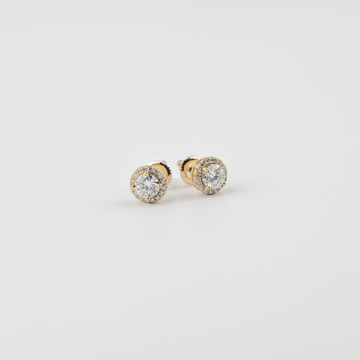 YCIENO HALO MOISSANITE STUDS - GOLD - 7.5MM