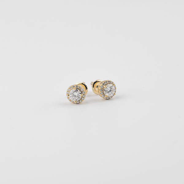 YCIENO HALO MOISSANITE STUDS - GOLD - 7.5MM