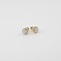 YCIENO HALO MOISSANITE STUDS - GOLD - 7.5MM