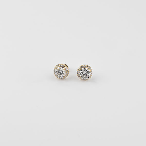 YCIENO HALO MOISSANITE STUDS - GOLD - 9.5MM