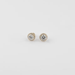 YCIENO HALO MOISSANITE STUDS - GOLD - 9.5MM