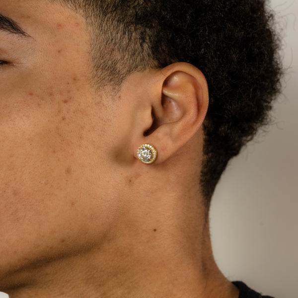 YCIENO HALO MOISSANITE STUDS - GOLD - 9.5MM