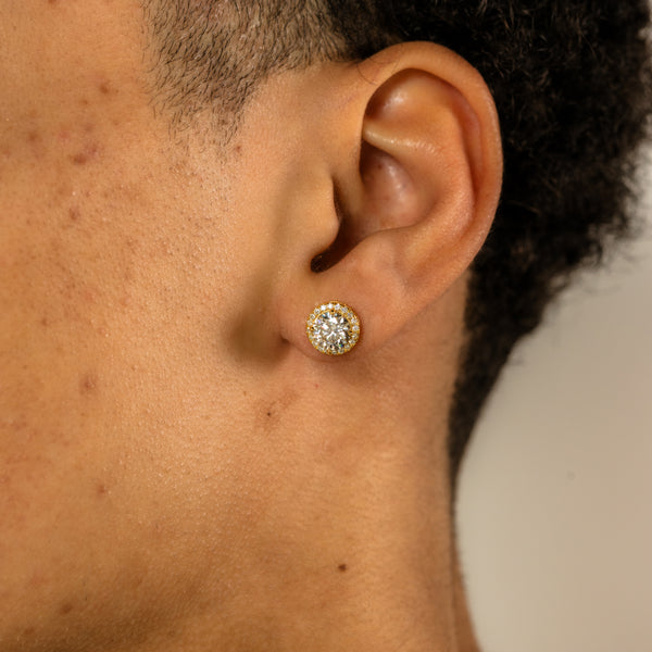 YCIENO HALO MOISSANITE STUDS - GOLD - 11MM