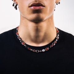 RED MULTI GEMSTONE NECKLACE - 8MM