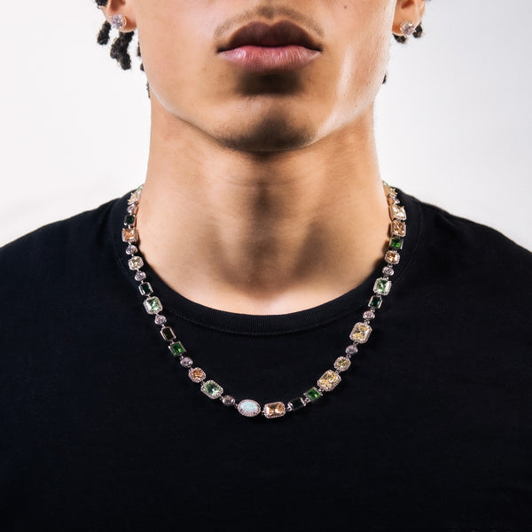 GREEN MULTI GEMSTONE NECKLACE - 8MM