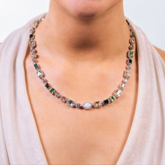 GREEN MULTI GEMSTONE NECKLACE - 8MM