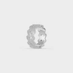 925 ICED PRONG CUBAN RING