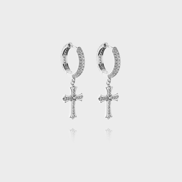 YCIENO ICED CROSS HOOP EARRINGS - 925